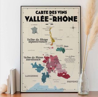 Carte des vins de la vallée du Rhône 
